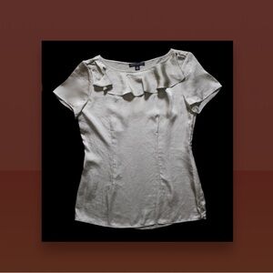 Banana Republic Silk-Like Peplum Ruffled Bib Blouse